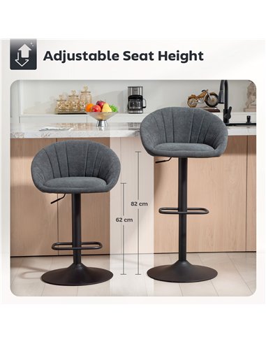 HOMCOM Set of Two Relaxed Tub Bar Stools - Dark Grey