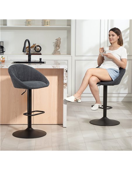 HOMCOM Set of Two Relaxed Tub Bar Stools - Dark Grey - pic 172155 | FastDaddyshop