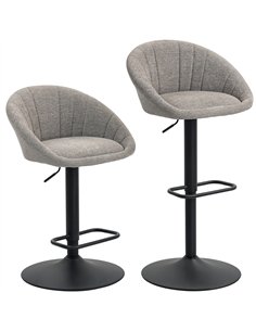 HOMCOM Set of Two Relaxed Tub Bar Stools - Grey