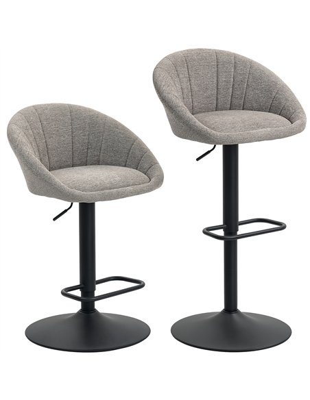 HOMCOM Set of Two Relaxed Tub Bar Stools - Grey - pic 172185 | FastDaddyshop