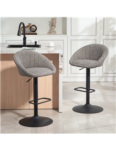 HOMCOM Set of Two Relaxed Tub Bar Stools - Grey 2