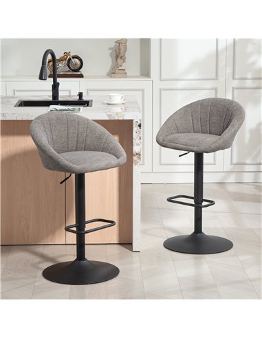 HOMCOM Set of Two Relaxed Tub Bar Stools - Grey