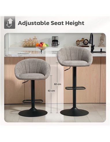 HOMCOM Set of Two Relaxed Tub Bar Stools - Grey