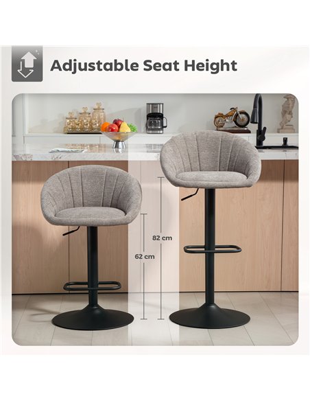 HOMCOM Set of Two Relaxed Tub Bar Stools - Grey - pic 172188 | FastDaddyshop