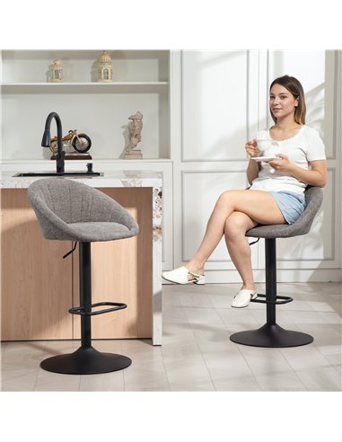 HOMCOM Set of Two Relaxed Tub Bar Stools - Grey