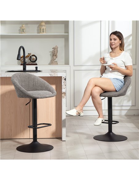 HOMCOM Set of Two Relaxed Tub Bar Stools - Grey - pic 172191 | FastDaddyshop