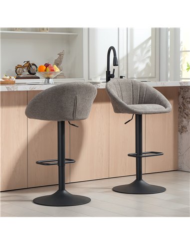 HOMCOM Set of Two Relaxed Tub Bar Stools - Grey