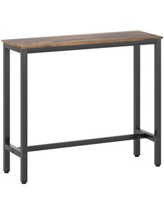 HOMCOM Rectangular Bar Table, Wood Effect Pub Coffee Table for Small Space, Breakfast Dining, Kitchen, Industrial, Rustic Brown