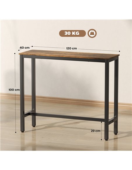 HOMCOM Rectangular Bar Table, Wood Effect Pub Coffee Table for Small Space, Breakfast Dining, Kitchen, Industrial, Rustic Brown - pic 172196 | FastDaddyshop