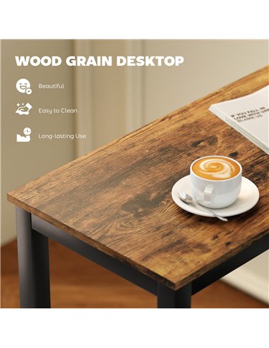 HOMCOM Rectangular Bar Table, Wood Effect Pub Coffee Table for Small Space, Breakfast Dining, Kitchen, Industrial, Rustic Brown