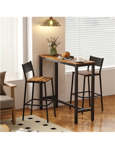 HOMCOM Rectangular Bar Table, Wood Effect Pub Coffee Table for Small Space, Breakfast Dining, Kitchen, Industrial, Rustic Brown