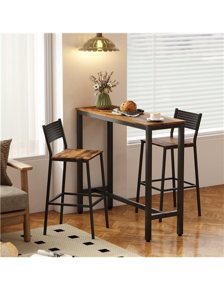HOMCOM Rectangular Bar Table, Wood Effect Pub Coffee Table for Small Space, Breakfast Dining, Kitchen, Industrial, Rustic Brown - pic 172200 | FastDaddyshop