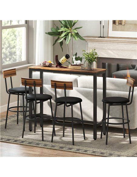 HOMCOM Rectangular Bar Table, Wood Effect Pub Coffee Table for Small Space, Breakfast Dining, Kitchen, Industrial, Rustic Brown - pic 172201 | FastDaddyshop