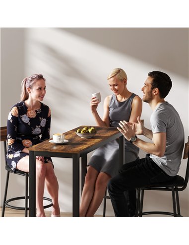 HOMCOM Rectangular Bar Table, Wood Effect Pub Coffee Table for Small Space, Breakfast Dining, Kitchen, Industrial, Rustic Brown