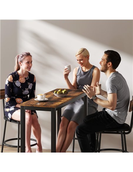 HOMCOM Rectangular Bar Table, Wood Effect Pub Coffee Table for Small Space, Breakfast Dining, Kitchen, Industrial, Rustic Brown - pic 172202 | FastDaddyshop