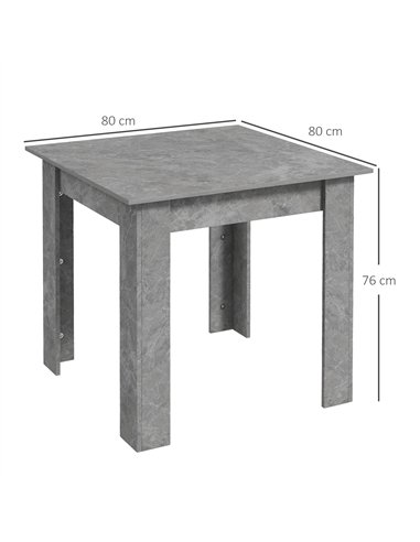 HOMCOM Square Dining Table, Modern Small Dining Table with Faux Cement Effect, Space Saving, Non-slip Foot Pads, Cement Grey
