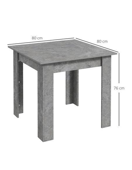 HOMCOM Square Dining Table, Modern Small Dining Table with Faux Cement Effect, Space Saving, Non-slip Foot Pads, Cement Grey - pic 172205 | FastDaddyshop