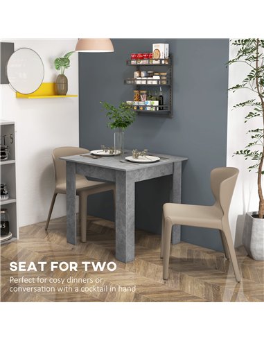 HOMCOM Square Dining Table, Modern Small Dining Table with Faux Cement Effect, Space Saving, Non-slip Foot Pads, Cement Grey