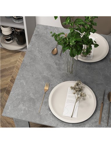 HOMCOM Square Dining Table, Modern Small Dining Table with Faux Cement Effect, Space Saving, Non-slip Foot Pads, Cement Grey