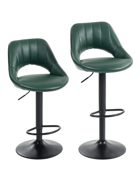 HOMCOM Set of Two Faux Leather Bar Stools - Dark Green - pic 172212 | FastDaddyshop