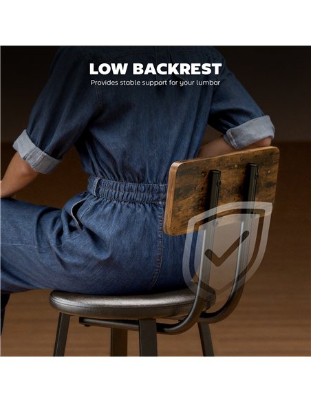 HOMCOM Set of Two Industrial-Style Bar Stools - Brown/Black - pic 172225 | FastDaddyshop