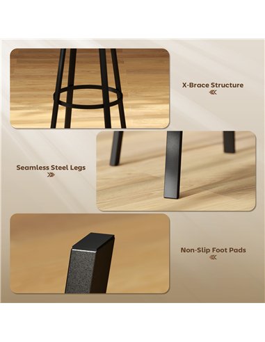 HOMCOM Set of Two Industrial-Style Bar Stools - Brown/Black