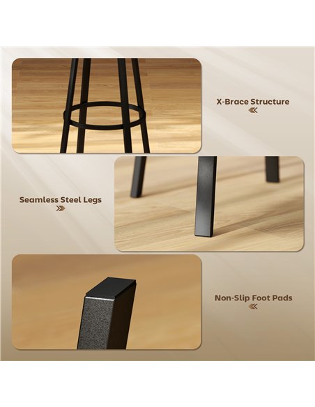 HOMCOM Set of Two Industrial-Style Bar Stools - Brown/Black - pic 172227 | FastDaddyshop