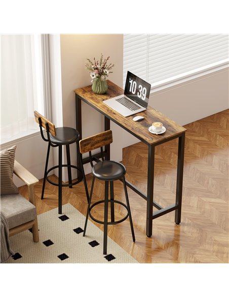HOMCOM Set of Two Industrial-Style Bar Stools - Brown/Black - pic 172228 | FastDaddyshop