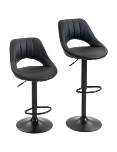 HOMCOM Set of Two Faux Leather Bar Stools - Black