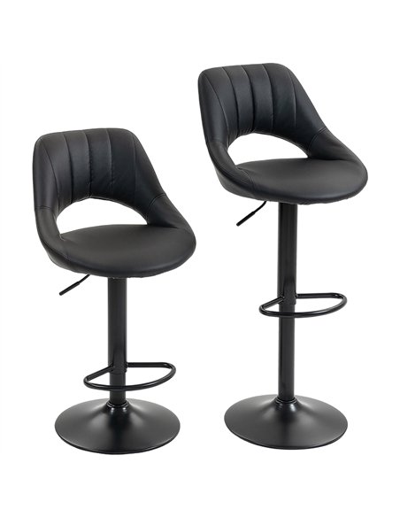 HOMCOM Set of Two Faux Leather Bar Stools - Black - pic 172230 | FastDaddyshop
