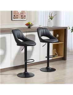 HOMCOM Set of Two Faux Leather Bar Stools - Black 2