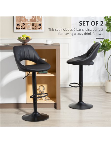 HOMCOM Set of Two Faux Leather Bar Stools - Black - pic 172233 | FastDaddyshop
