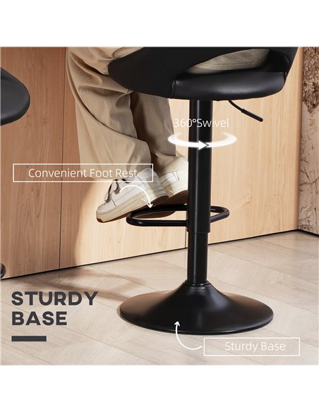 HOMCOM Set of Two Faux Leather Bar Stools - Black - pic 172235 | FastDaddyshop