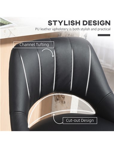 HOMCOM Set of Two Faux Leather Bar Stools - Black