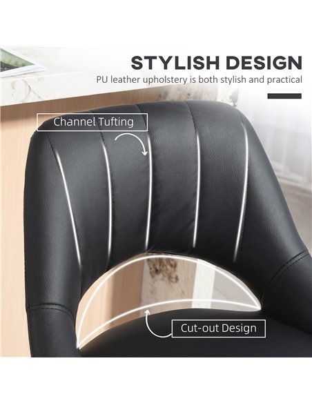 HOMCOM Set of Two Faux Leather Bar Stools - Black - pic 172236 | FastDaddyshop