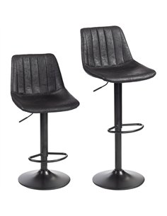 HOMCOM Set of 2 Leathaire Tub Bar Stools - Black