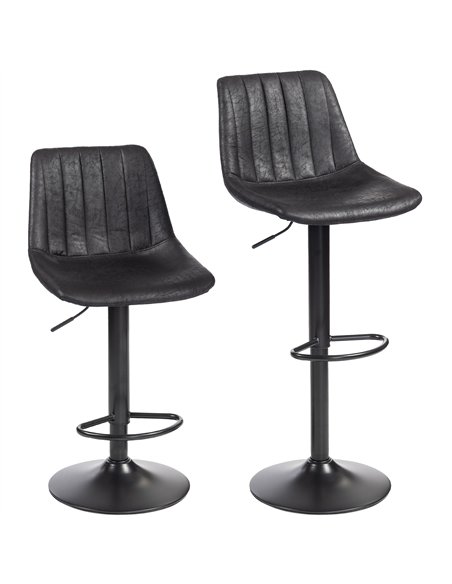 HOMCOM Set of 2 Leathaire Tub Bar Stools - Black - pic 172239 | FastDaddyshop
