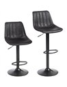 HOMCOM Set of 2 Leathaire Tub Bar Stools - Black