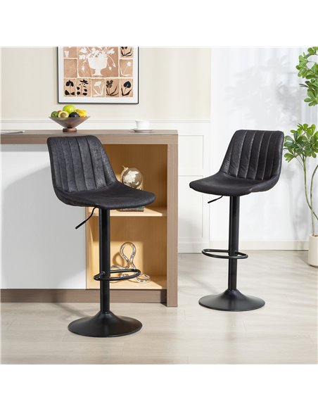 HOMCOM Set of 2 Leathaire Tub Bar Stools - Black - pic 172240 | FastDaddyshop