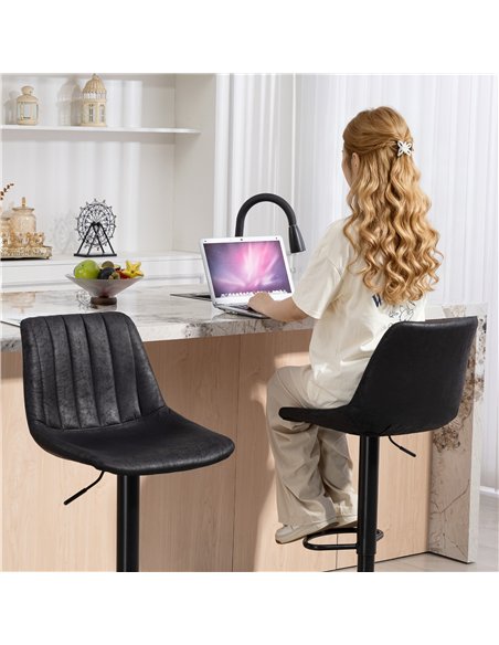 HOMCOM Set of 2 Leathaire Tub Bar Stools - Black - pic 172246 | FastDaddyshop