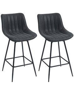HOMCOM Set of 2 PU Leather Swivel Bar Stools - Black