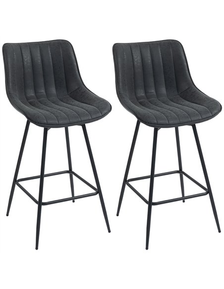 HOMCOM Set of 2 PU Leather Swivel Bar Stools - Black - pic 172248 | FastDaddyshop