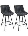 HOMCOM Set of 2 PU Leather Swivel Bar Stools - Black