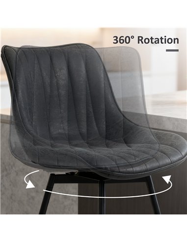 HOMCOM Set of 2 PU Leather Swivel Bar Stools - Black