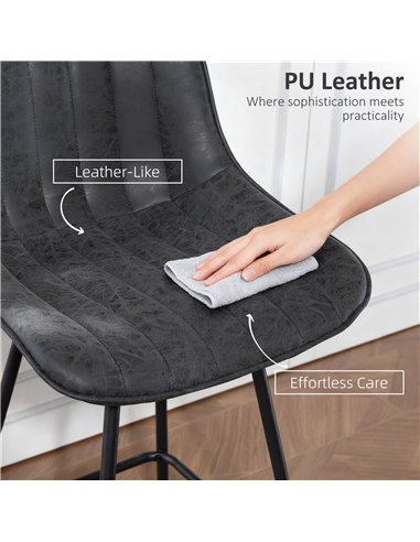 HOMCOM Set of 2 PU Leather Swivel Bar Stools - Black