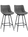 HOMCOM Set of 2 PU Leather Swivel Bar Stools - Grey