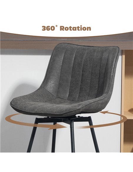 HOMCOM Set of 2 PU Leather Swivel Bar Stools - Grey - pic 172261 | FastDaddyshop