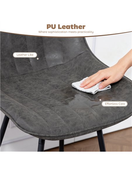 HOMCOM Set of 2 PU Leather Swivel Bar Stools - Grey - pic 172263 | FastDaddyshop