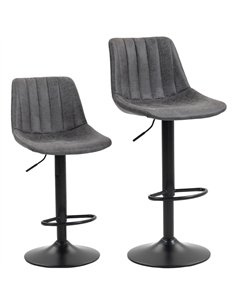 HOMCOM Set of 2 Leathaire Tub Bar Stools -  Charcoal Grey