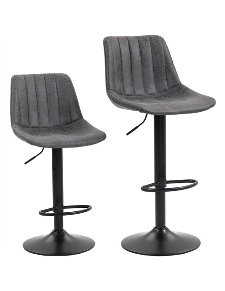 HOMCOM Set of 2 Leathaire Tub Bar Stools -  Charcoal Grey - pic 172266 | FastDaddyshop